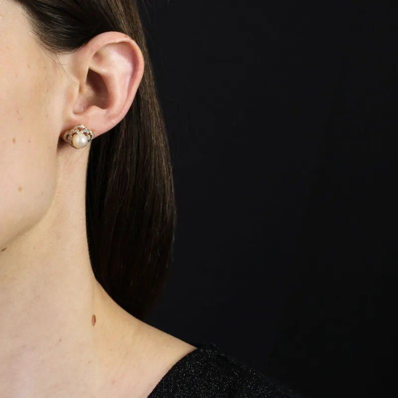 Boucles d'oreilles perles diamants ajourées sold by 58 Facettes