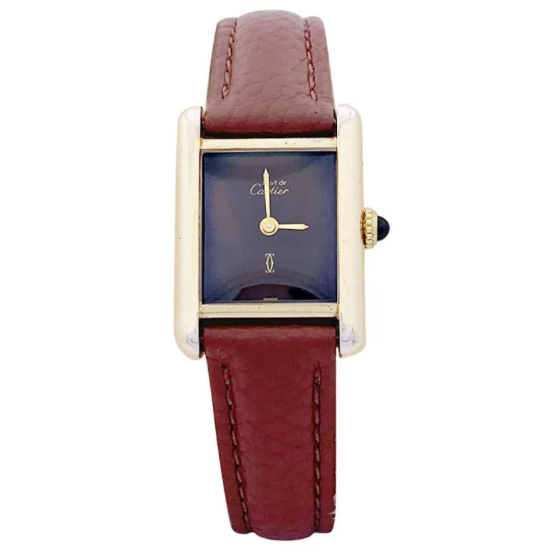 Montre Cartier "Tank Must" argent plaqué or, cadran laqué marron. sold by 58 Facettes