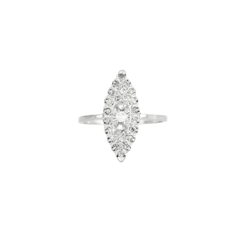 Bague marquise or blanc sold by 58 Facettes