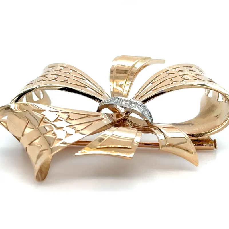 Broche « Noeud » Or Rose - Diamants sold by 58 Facettes