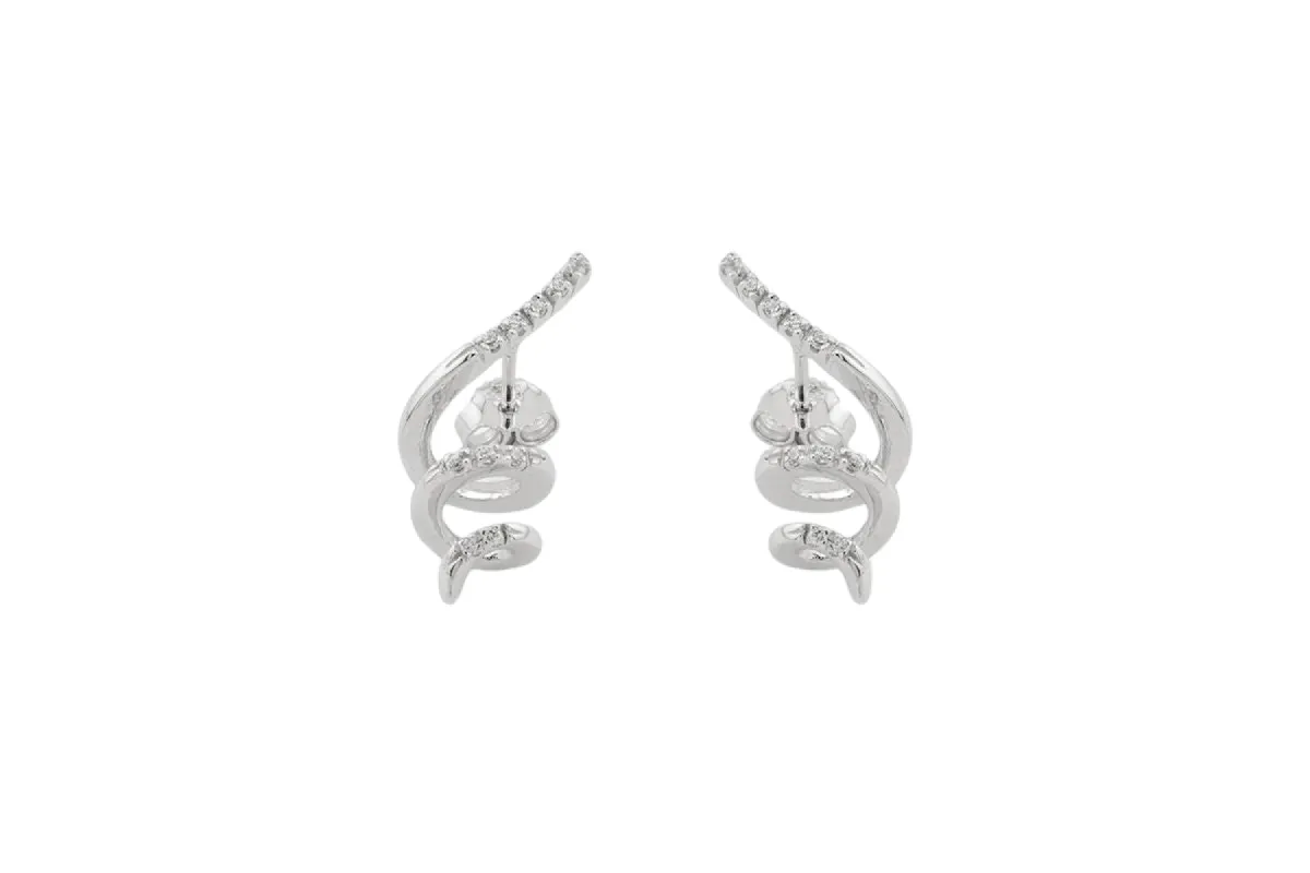 Boucles d'oreilles spirales en or blanc et diamants sold by 58 Facettes
