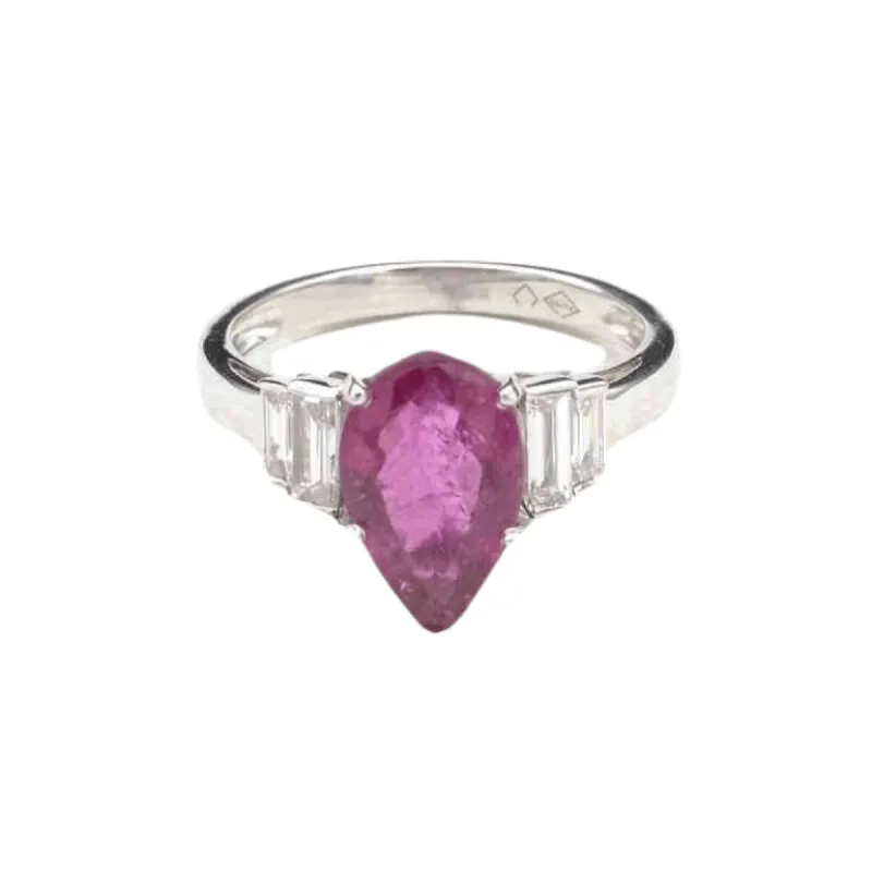 Bague Or blanc Tourmaline poire Diamants sold by 58 Facettes