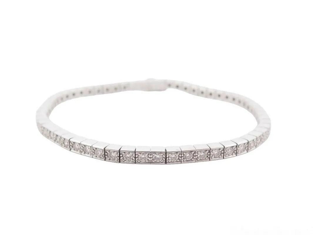 bracelet CARTIER laniere tennis or blanc 62 diamants 16cm sold by 58 Facettes