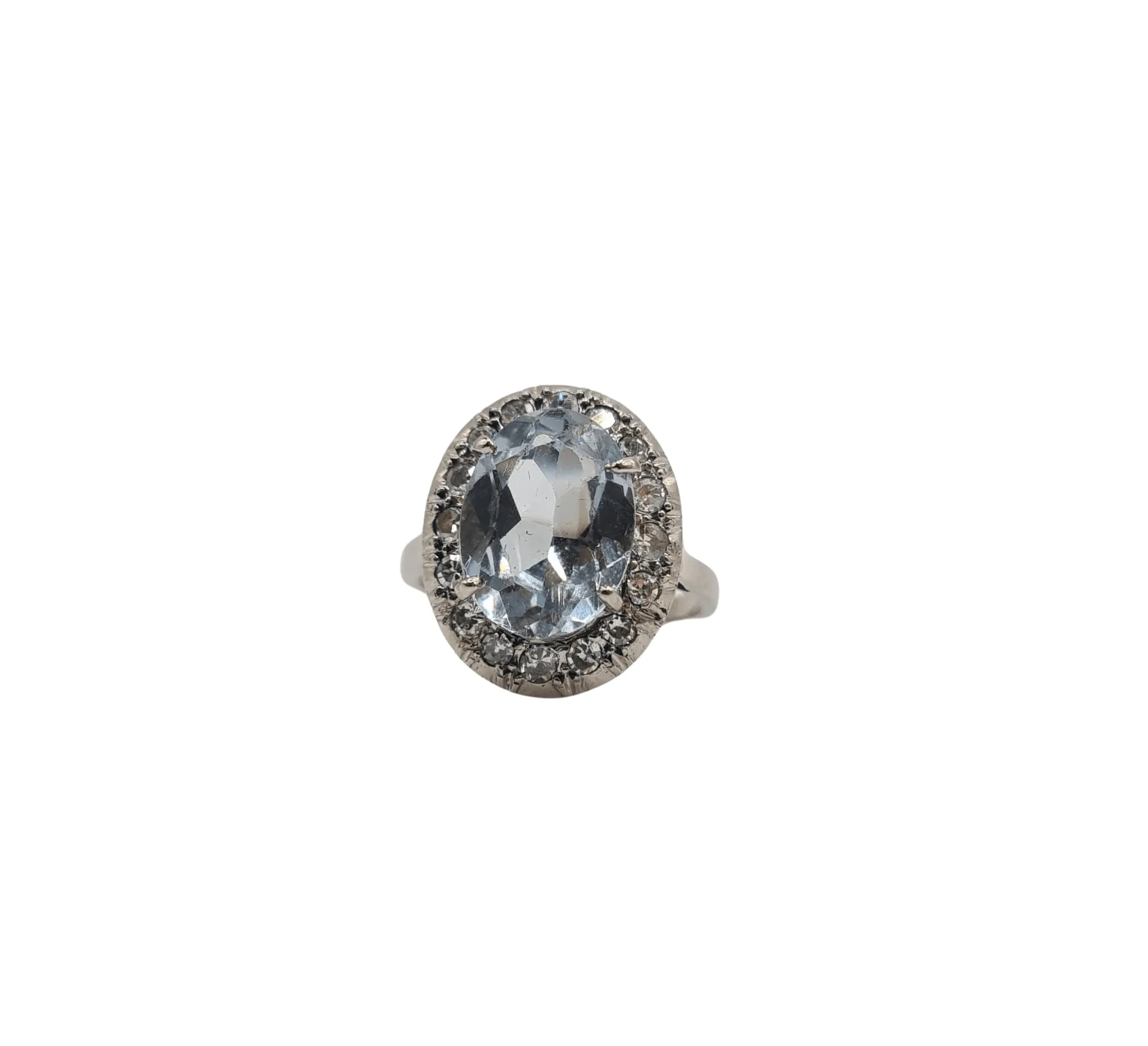 Bague or blanc 18 carats sertie d'une aigue marine et diamants anciens sold by 58 Facettes