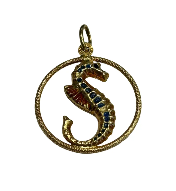 Pendentif hippocampe or jaune et émail sold by 58 Facettes