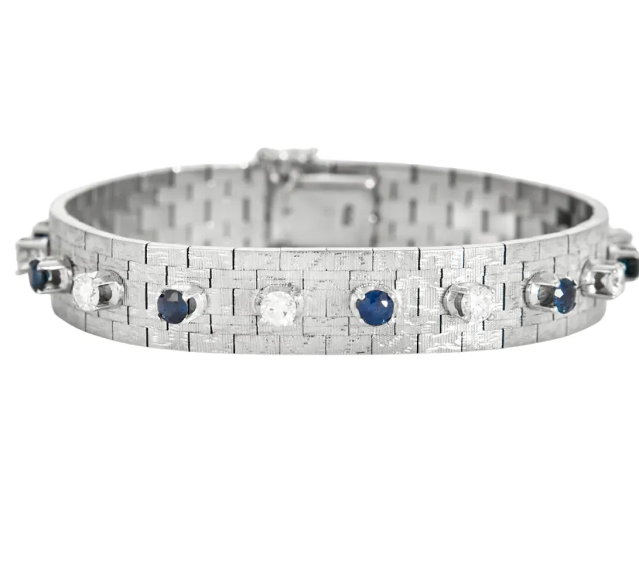 Bracelet or gris diamants et saphirs sold by 58 Facettes