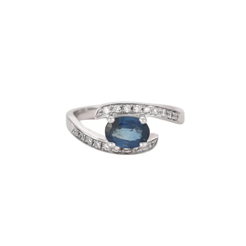 Bague jonc croisé Saphir Diamants sold by 58 Facettes