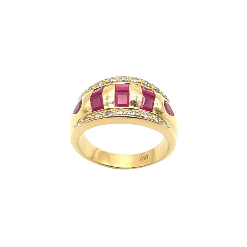 Bague Or jaune Rubis Diamants sold by 58 Facettes