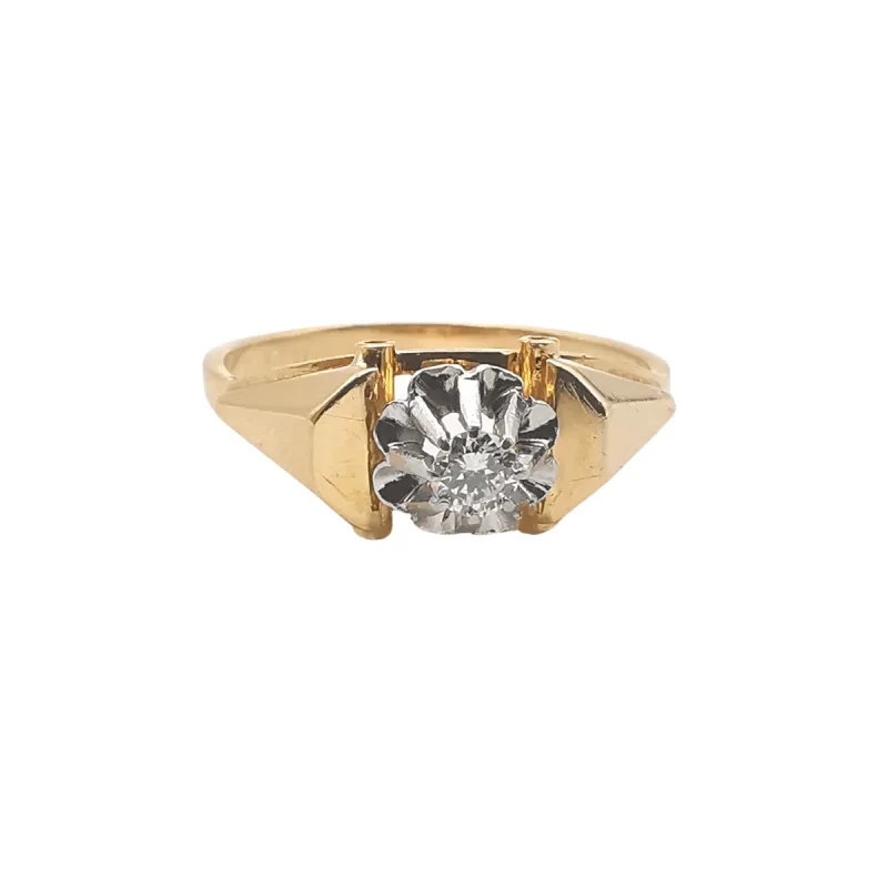 Bague Solitaire Or jaune Platine et Diamant sold by 58 Facettes