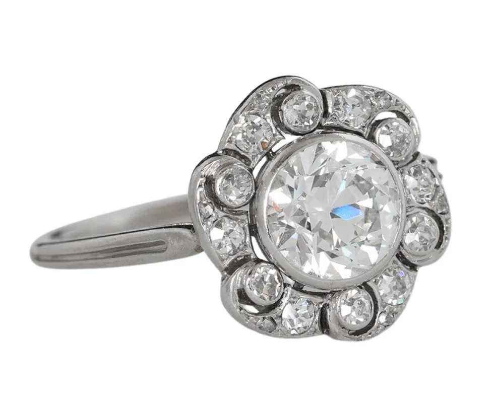 Bague marguerite platine et brillant Art Déco sold by 58 Facettes