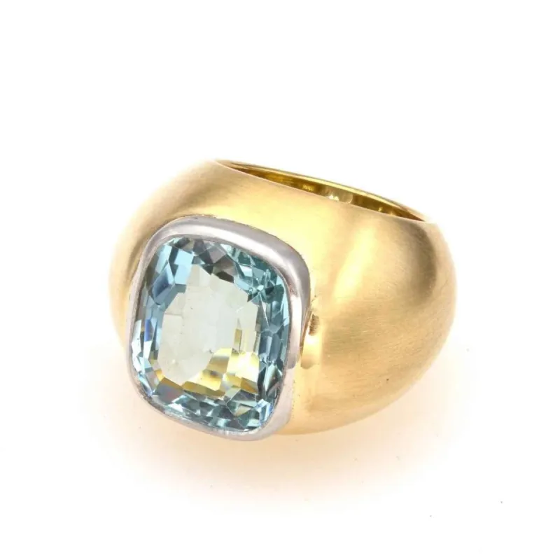 Bague dôme Or jaune Platine Aigue-marine sold by 58 Facettes