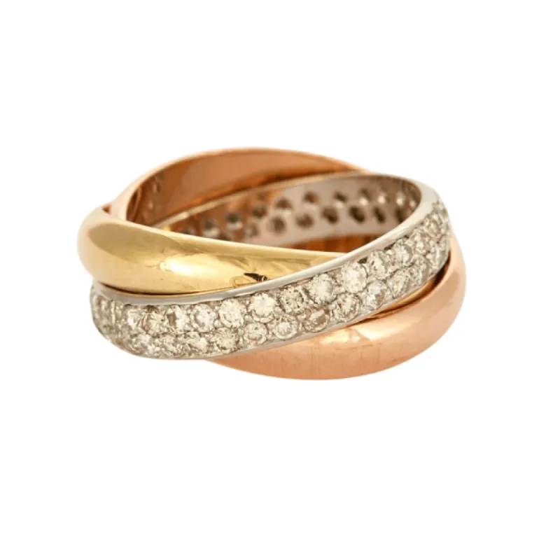 CARTIER - Bague Trinity 1 anneau pavé de diamants sold by 58 Facettes
