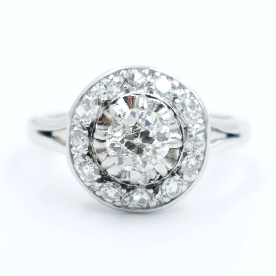 Bague Halo Vintage en Or et Diamants sold by 58 Facettes product image thumbnail 2