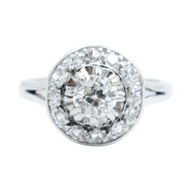 Bague Halo Vintage en Or et Diamants made by 58 Facettes