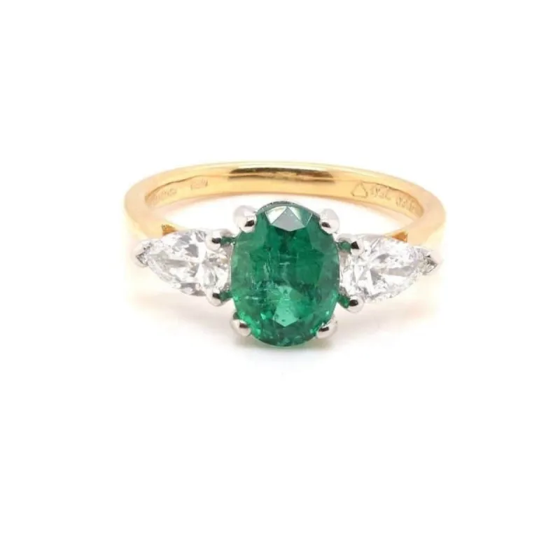Bague Or jaune Platine Emeraude Diamants sold by 58 Facettes