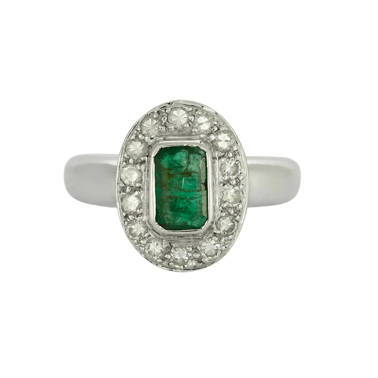 Bague or blanc avec émeraude et diamants sold by 58 Facettes