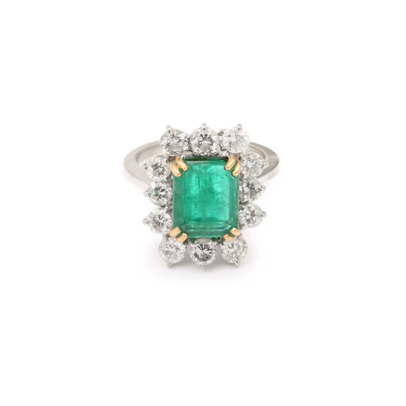 Bague Pompadour or gris émeraude Brésil 4.21 carats, diamants (Certificat) sold by 58 Facettes
