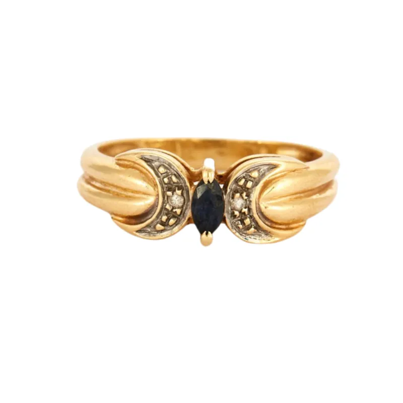 Bague saphir marquise diamants sold by 58 Facettes