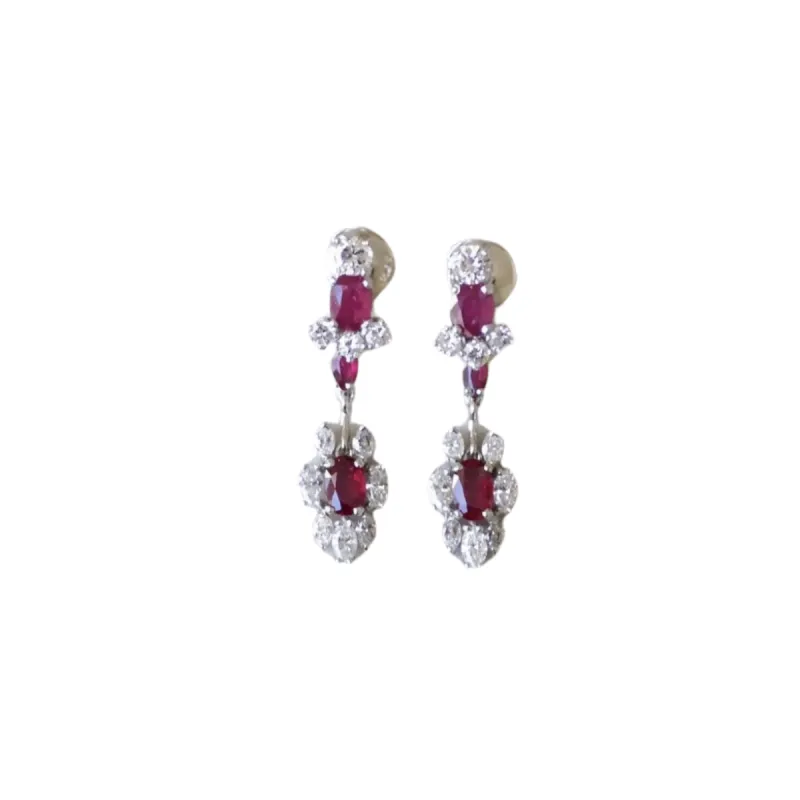 Longues Boucles d'Oreilles Rubis et Diamants sold by 58 Facettes