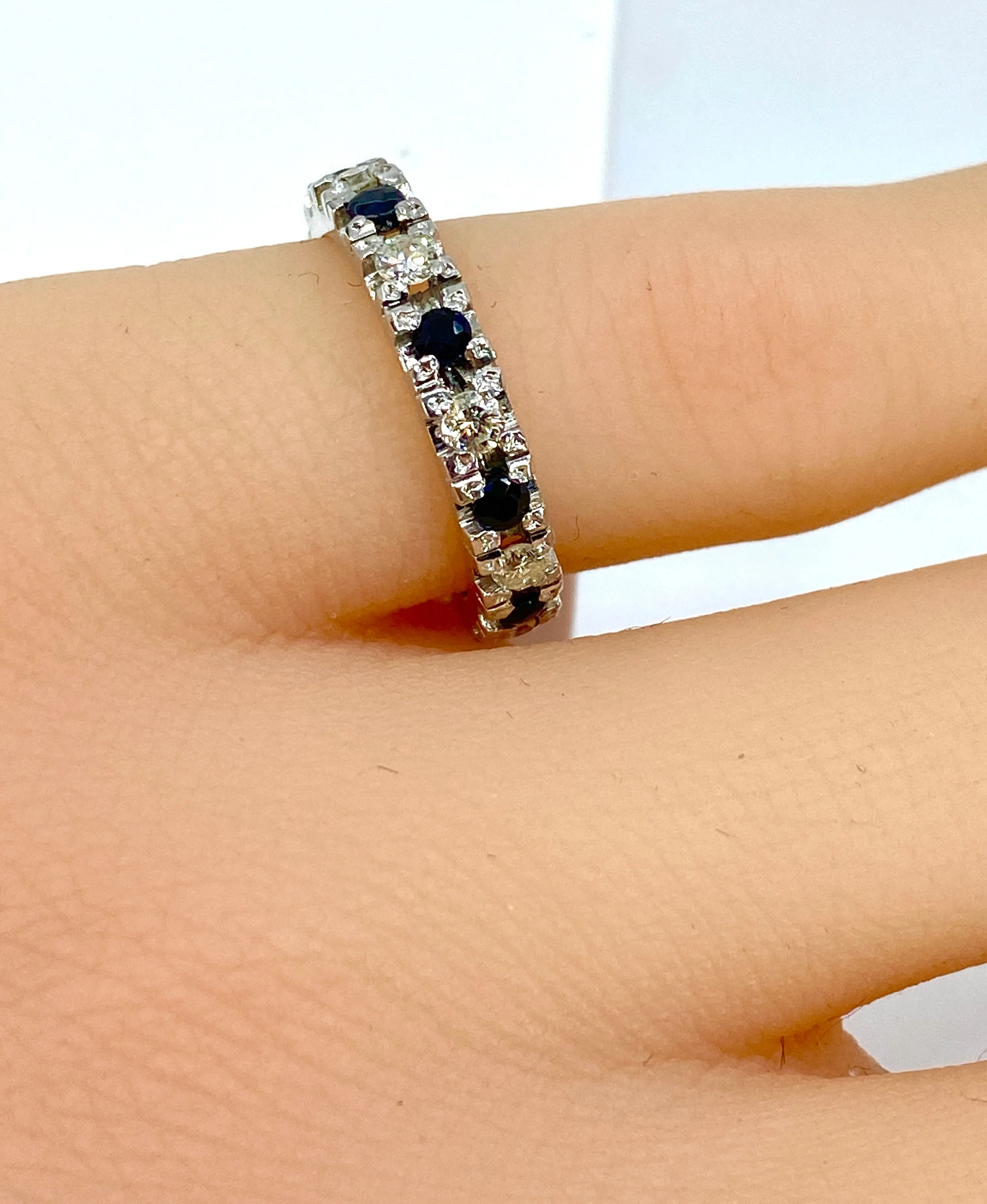 Alliance or blanc 9 saphirs et 9 diamants sold by 58 Facettes product image thumbnail 5