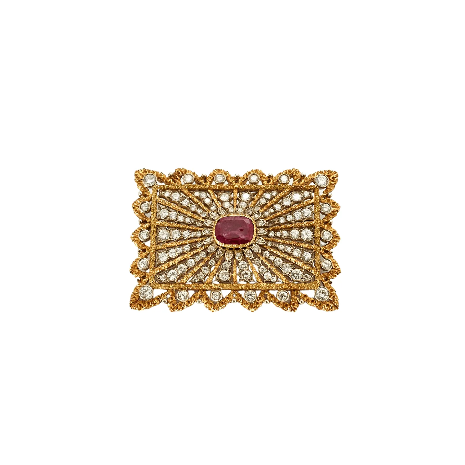 Broche ancienne avec diamants et rubis sold by 58 Facettes