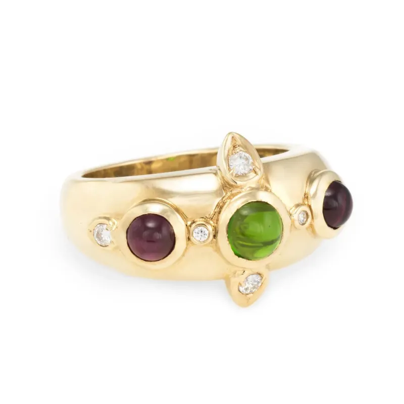 Bague diamant tourmaline rose verte sold by 58 Facettes