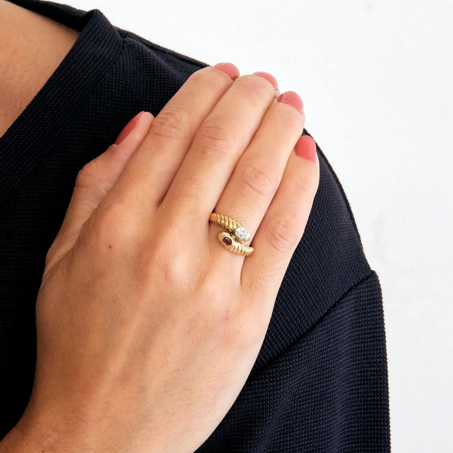 Bague Toi & Moi or jaune rubis et diamants sold by 58 Facettes product image thumbnail 2