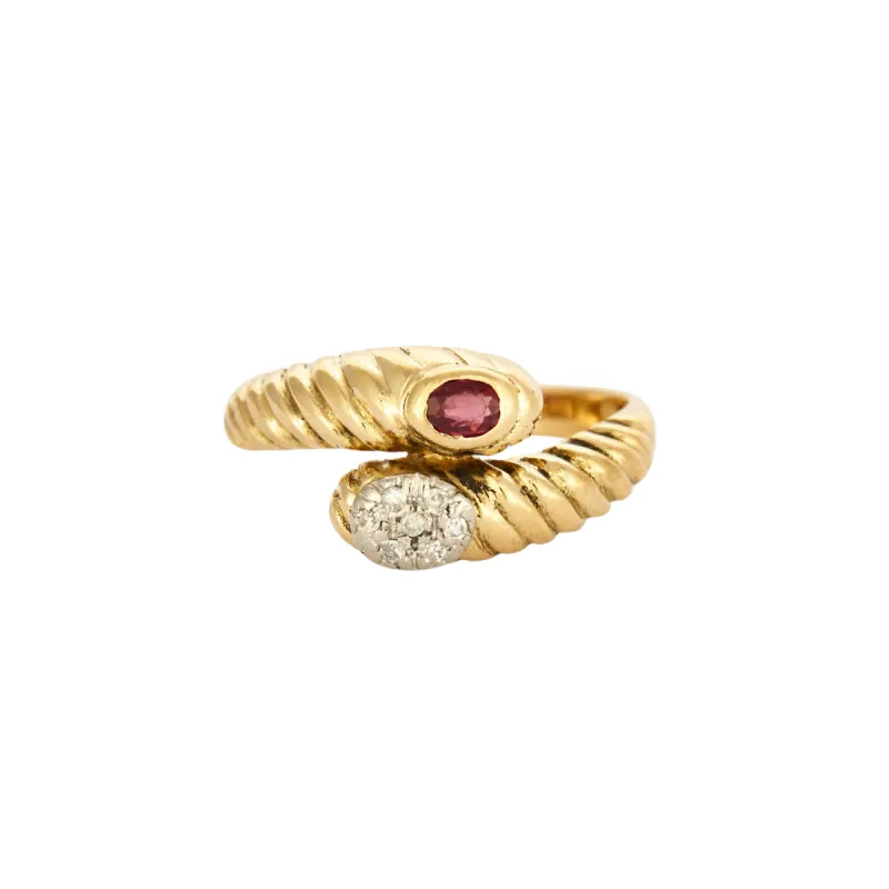 Bague Toi & Moi or jaune rubis et diamants sold by 58 Facettes