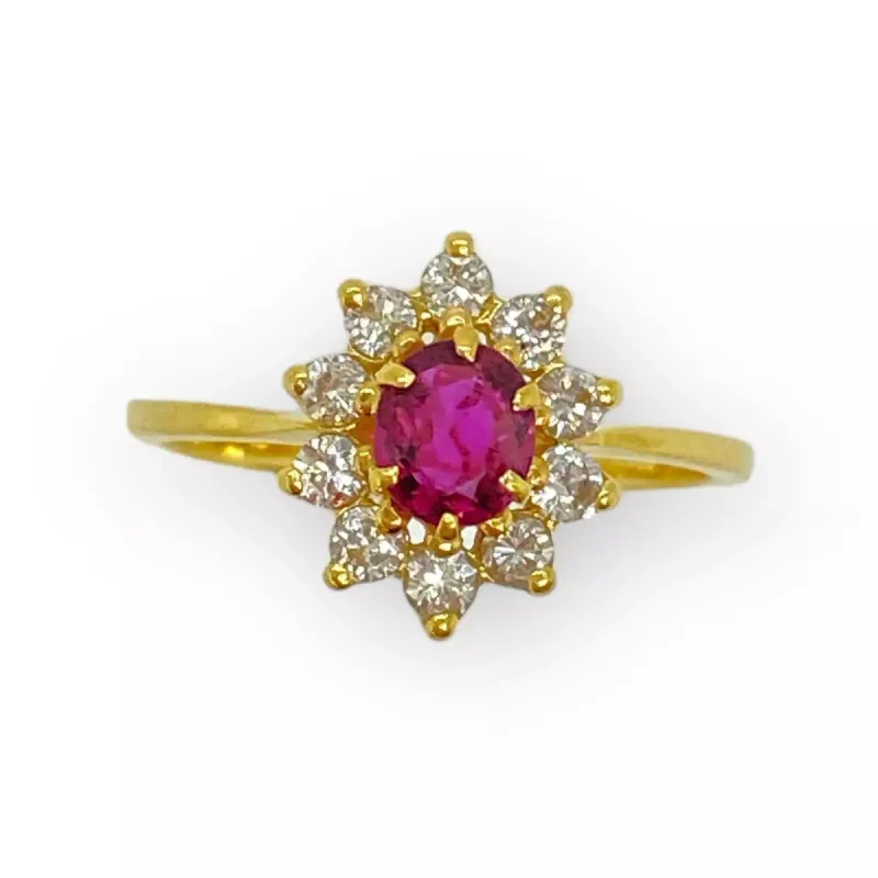 Bague Marguerite Rubis et Diamants sold by 58 Facettes