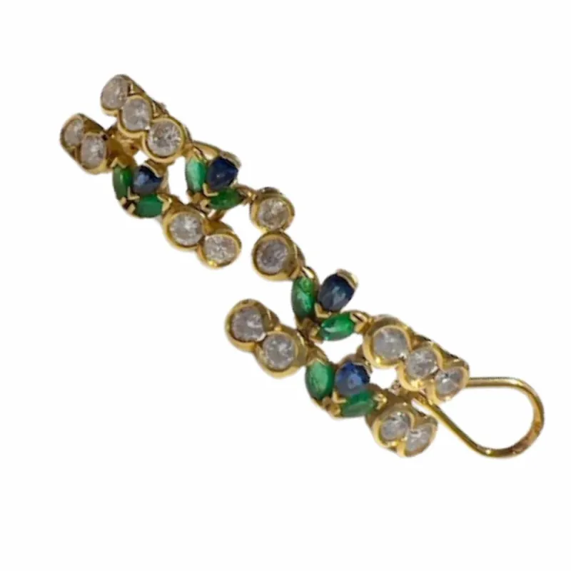 Boucles d'oreilles contemporaines en or avec diamants et émeraudes sold by 58 Facettes