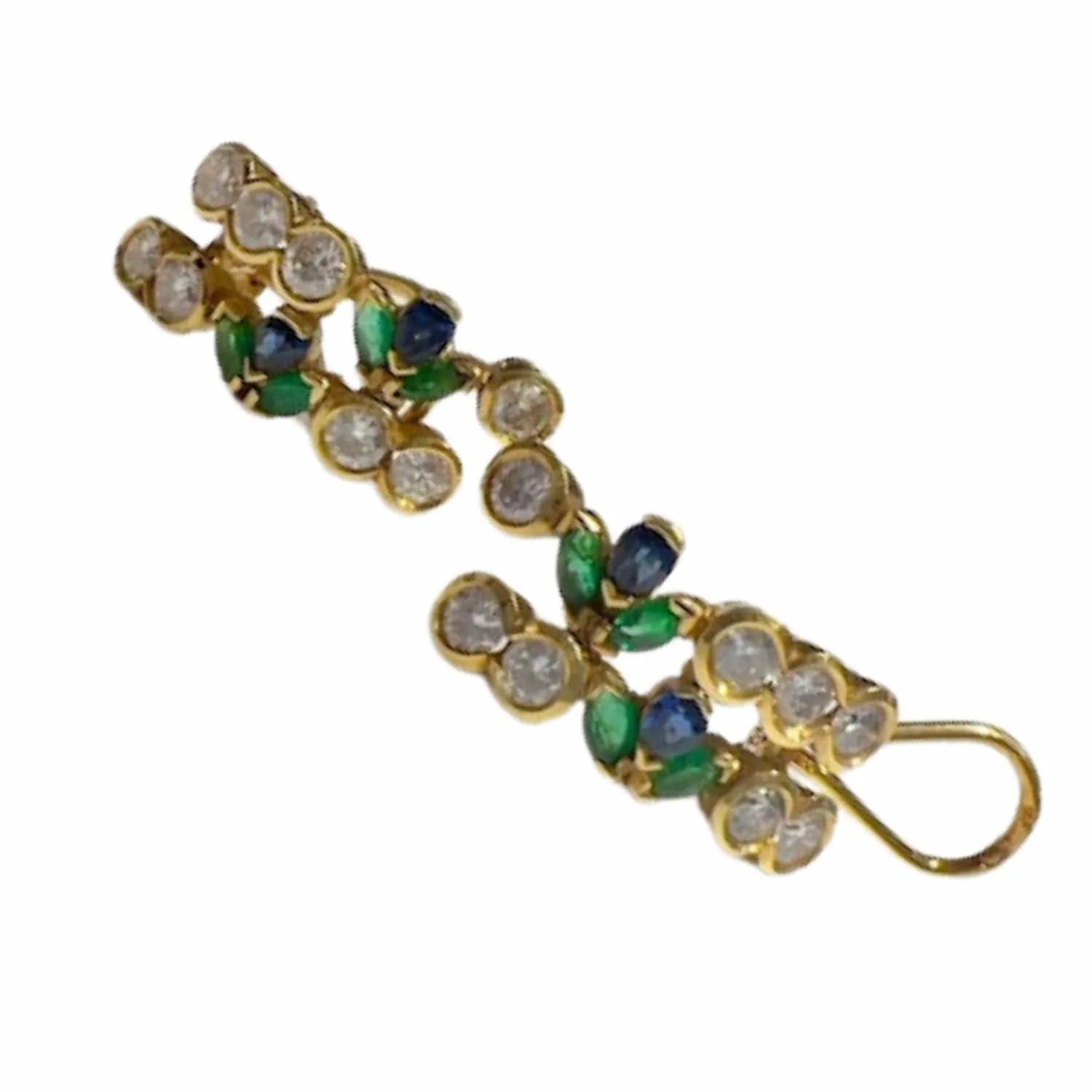 Boucles d'oreilles contemporaines en or avec diamants et émeraudes sold by 58 Facettes