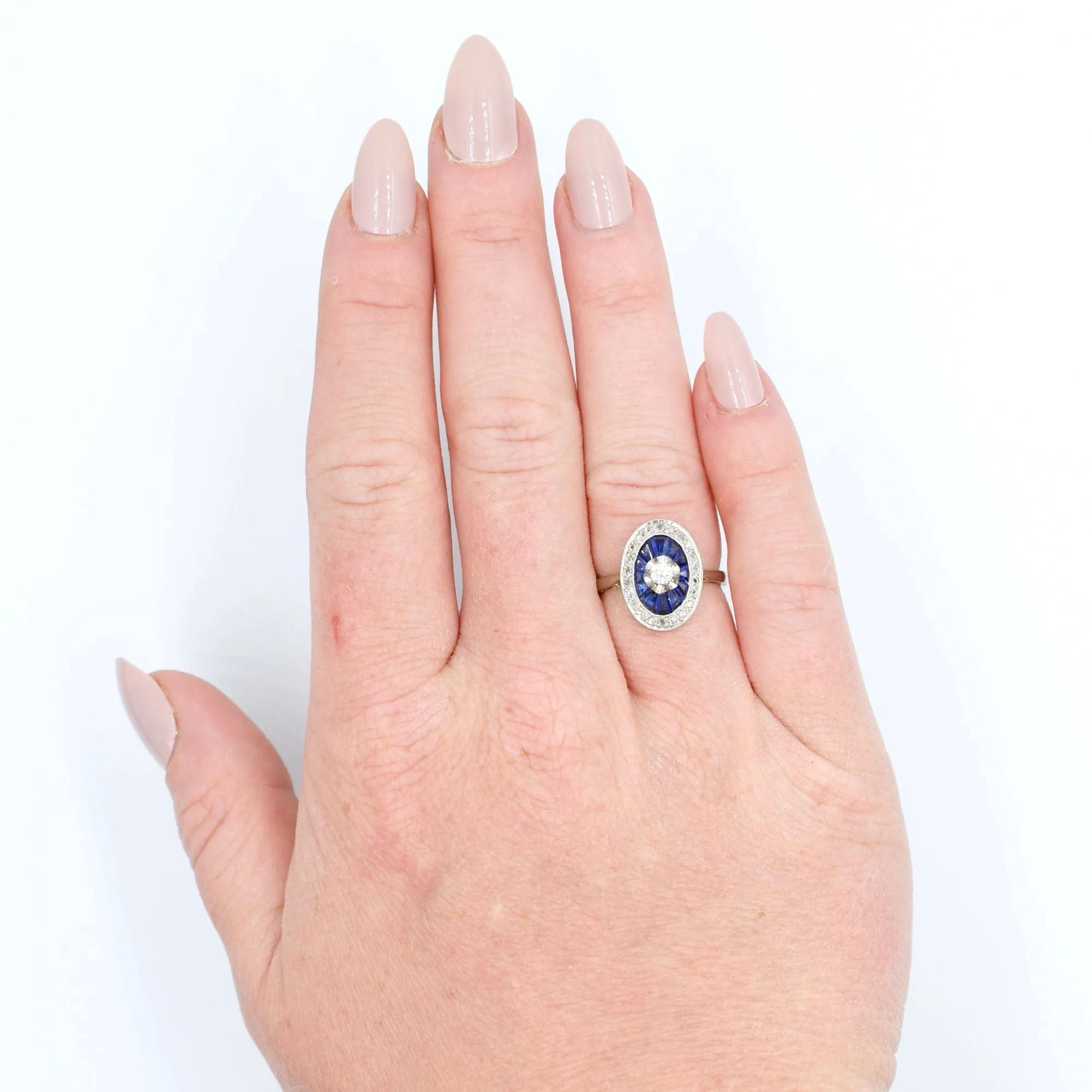 Bague Art Déco or, platine, diamants et saphirs sold by 58 Facettes product image thumbnail 3