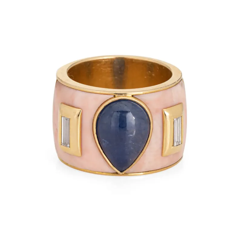 Large Bande Saphir Corail Diamant sold by 58 Facettes