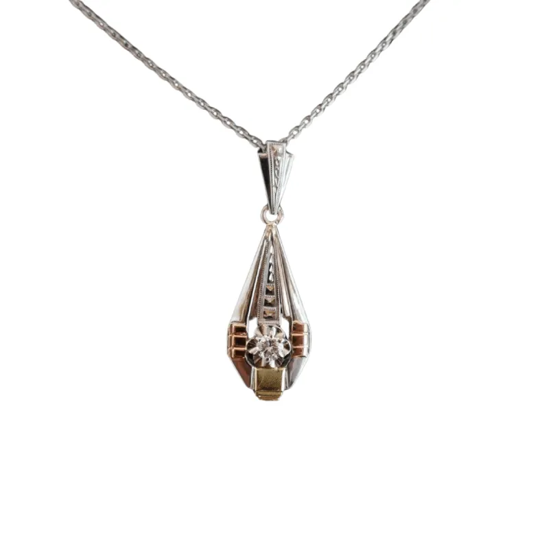 Pendentif Art Déco Diamant, Or 3 Tons sold by 58 Facettes