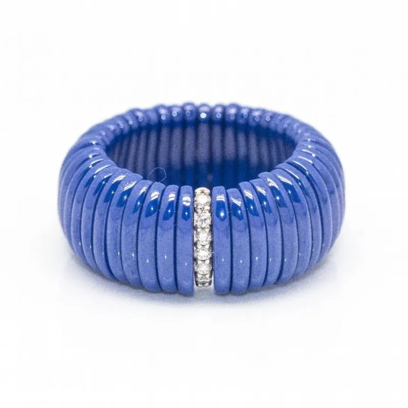 Bague JARRETIERE Céramique Bleue et Diamants sold by 58 Facettes