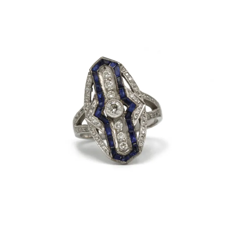 Bague - or, diamants et saphirs sold by 58 Facettes