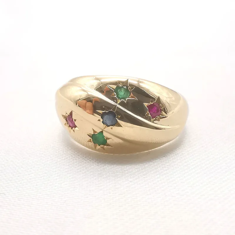 Bague Or Jaune Saphir Rubis et Emeraudes sold by 58 Facettes