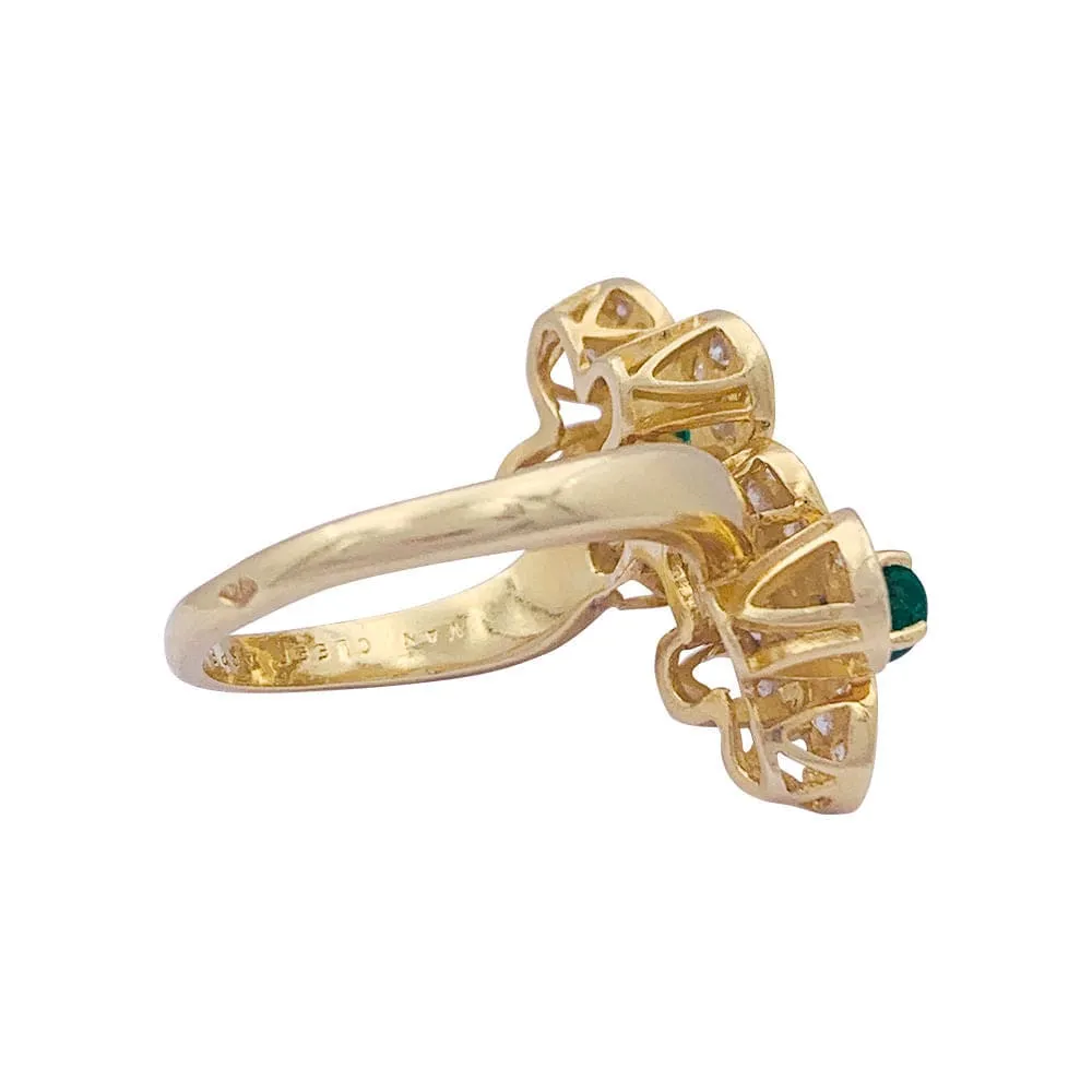 Bague Van Cleef & Arpels, "Fleurette", en or jaune, diamants et émeraudes. sold by 58 Facettes product image thumbnail 4