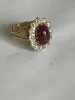 Bague or jaune rubis cabochon diamants sold by 58 Facettes