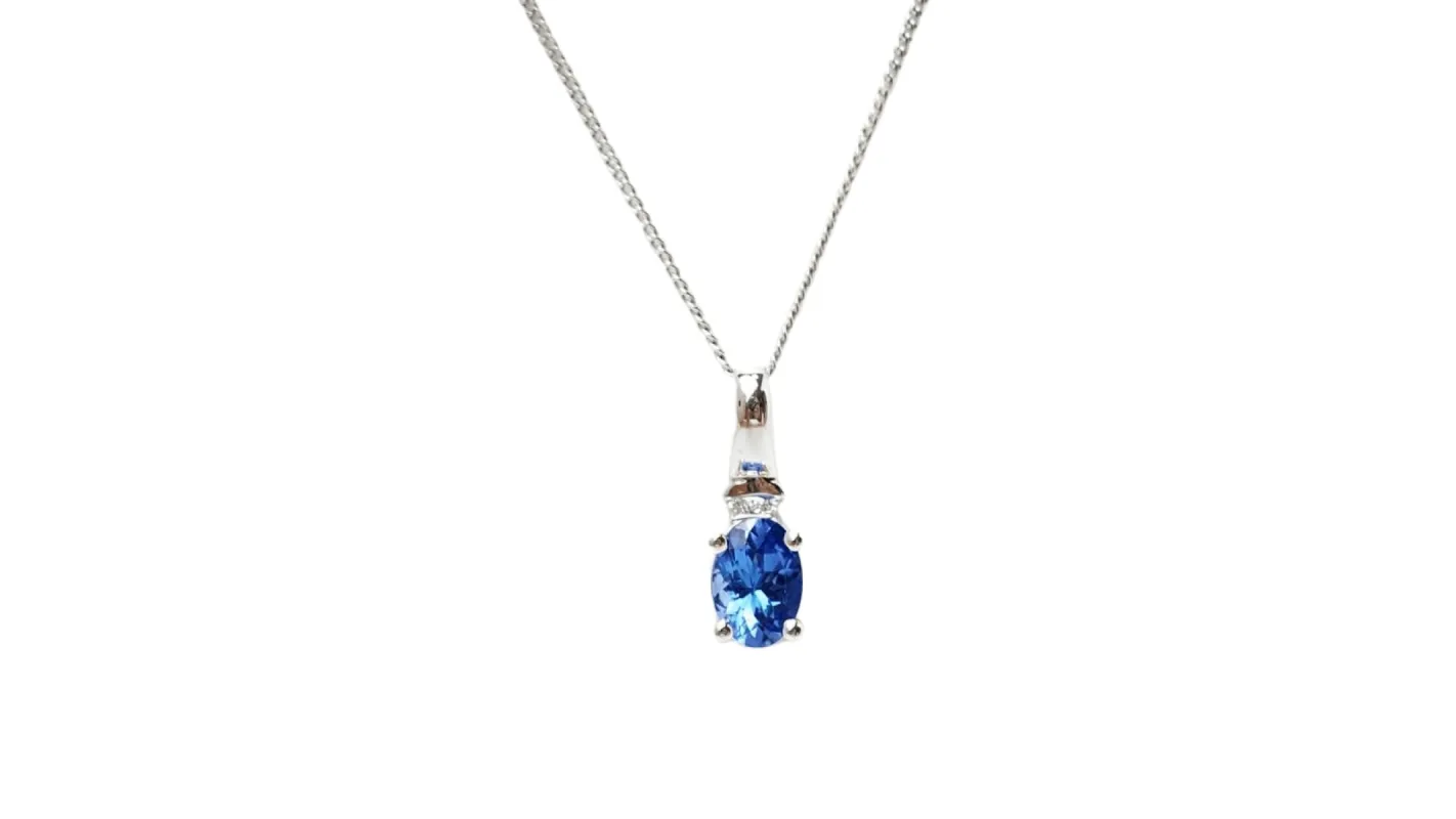 Collier en or blanc, tanzanite et diamants sold by 58 Facettes