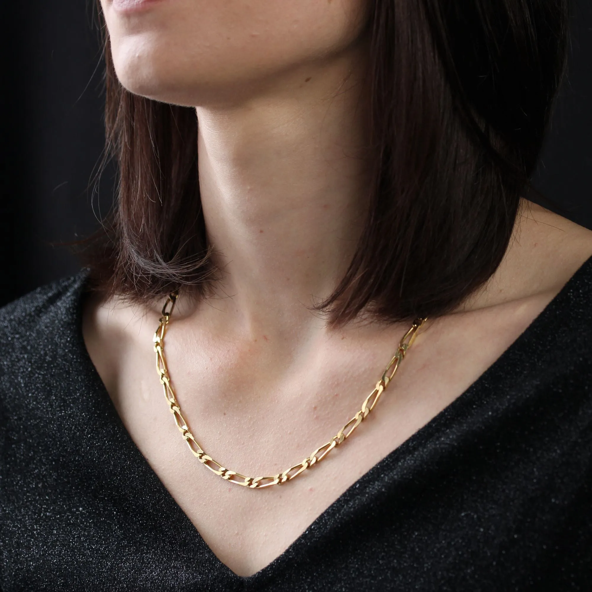 Chaine or jaune massive gourmette alternée limée sold by 58 Facettes product image thumbnail 2