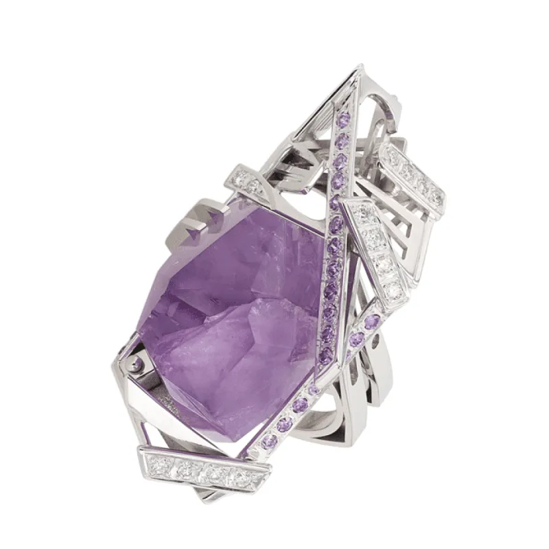 Bague Or Blanc Améthyste et Diamants sold by 58 Facettes