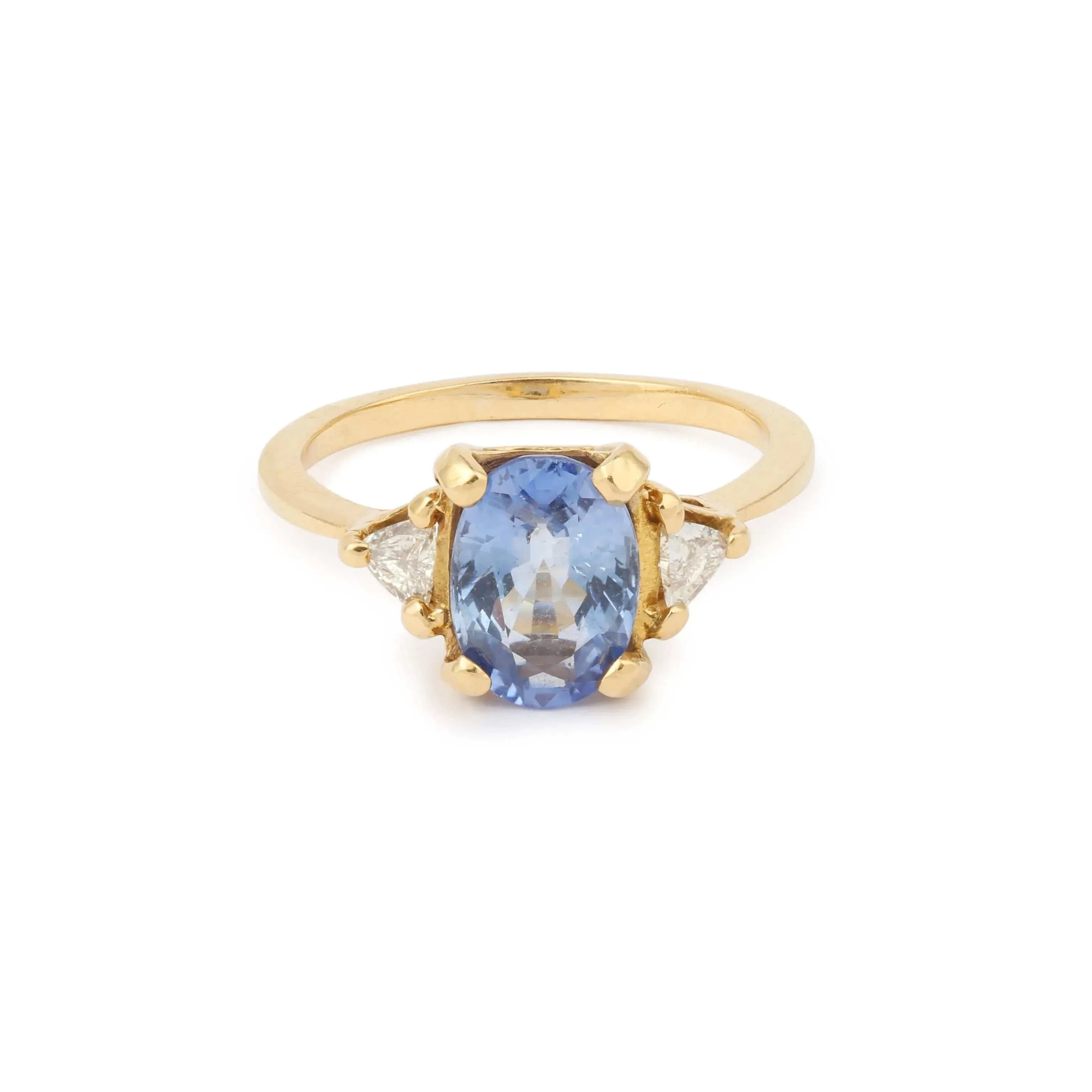 Bague Saphir 3.20 Cts Diamants Or Jaune sold by 58 Facettes