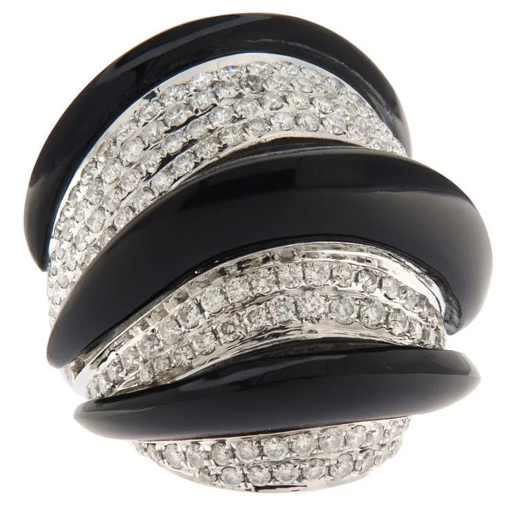 Bague en or blanc avec diamants et obsidienne sold by 58 Facettes product image thumbnail 4
