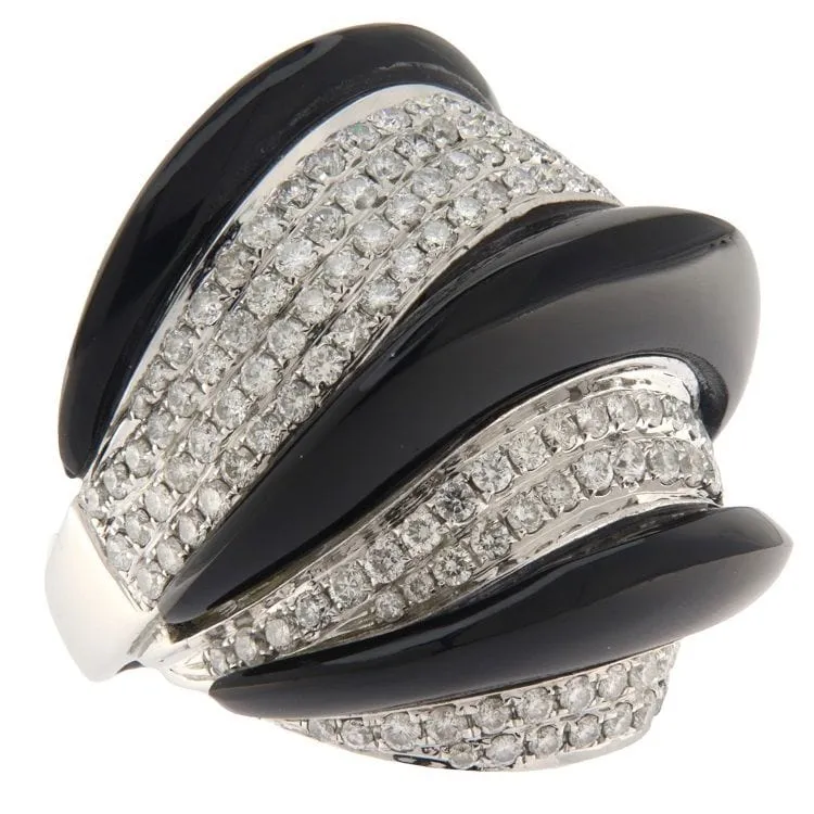 Bague en or blanc avec diamants et obsidienne sold by 58 Facettes product image thumbnail 2