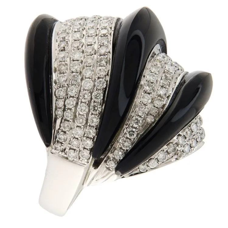 Bague en or blanc avec diamants et obsidienne sold by 58 Facettes product image thumbnail 5
