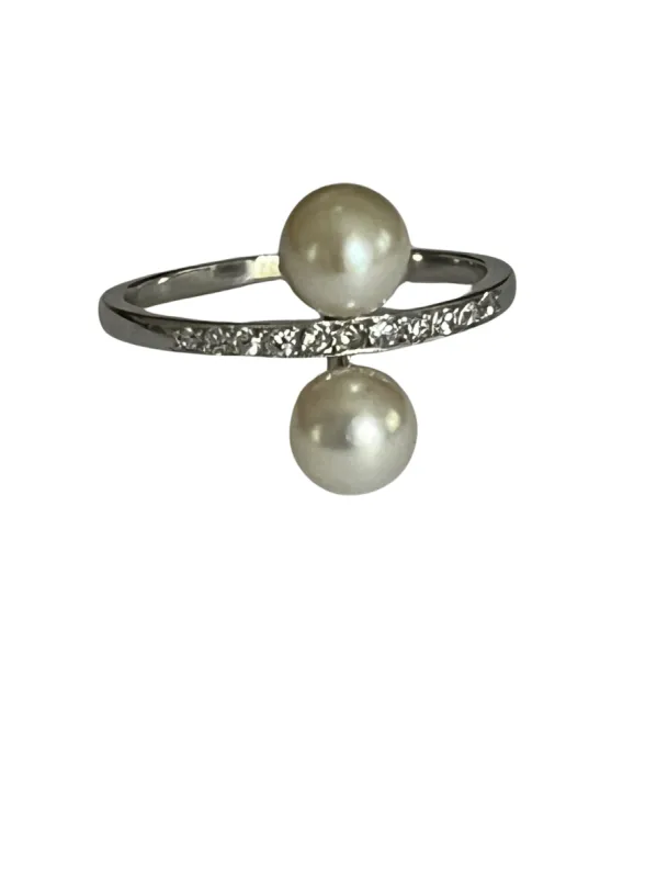 Bague Platine Perles Diamants made by 58 Facettes