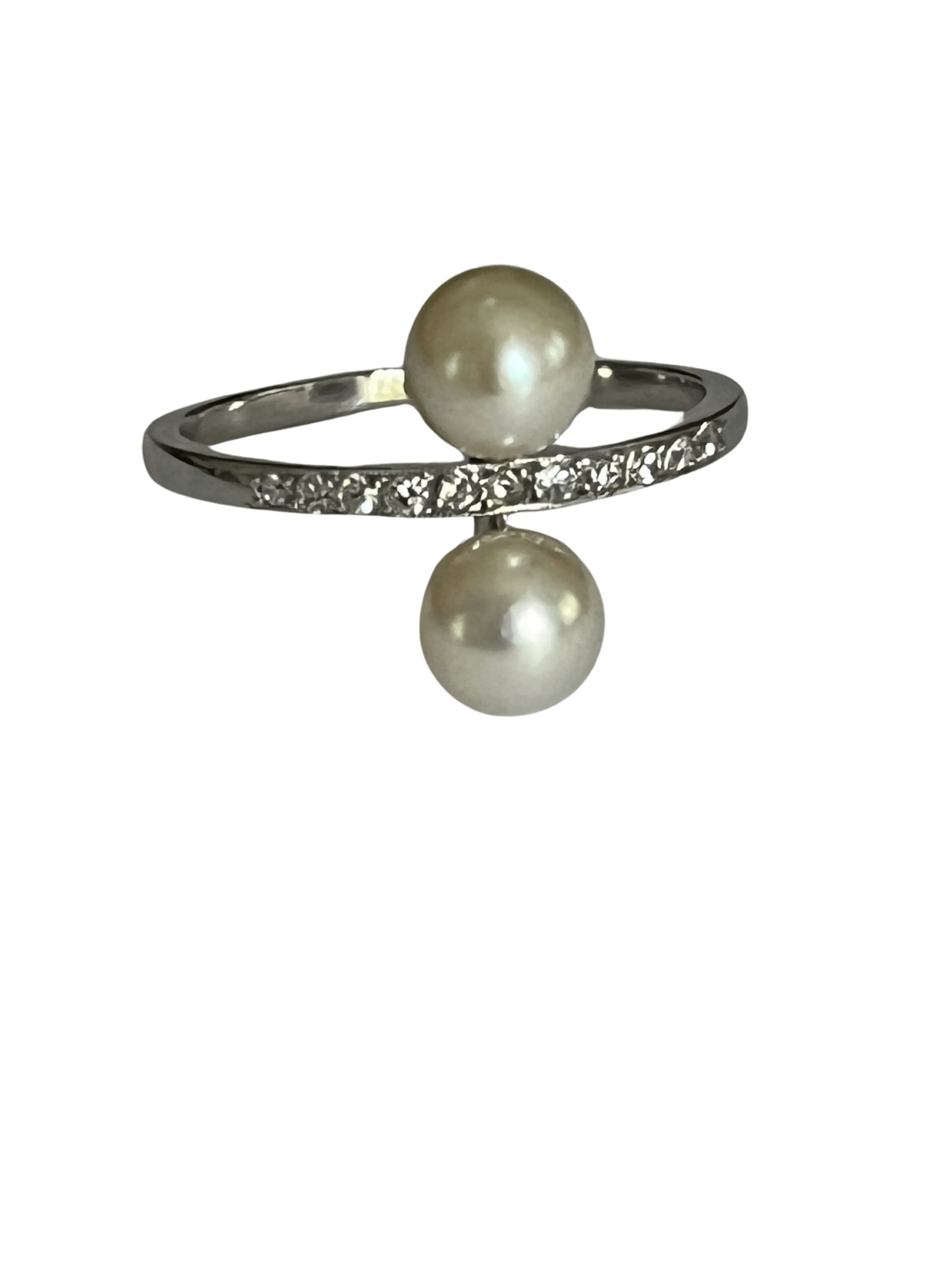 Bague Platine Perles Diamants sold by 58 Facettes
