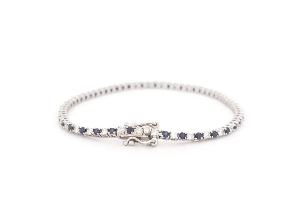 bracelet riviere de diamants et saphirs 2ct maille tennis en or blanc sold by 58 Facettes product image thumbnail 3