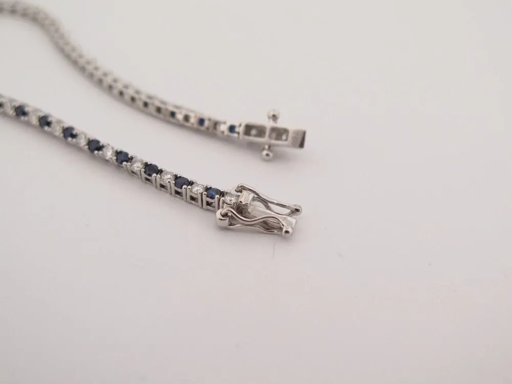 bracelet riviere de diamants et saphirs 2ct maille tennis en or blanc sold by 58 Facettes product image thumbnail 5
